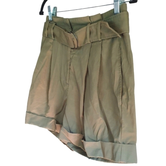 ELIZABETH AND JAMES Shorts High Waisted With Belt Olive Green Women's‎ Size 6 - Picture 6 of 13